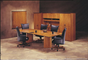 wood cylinder base conference table